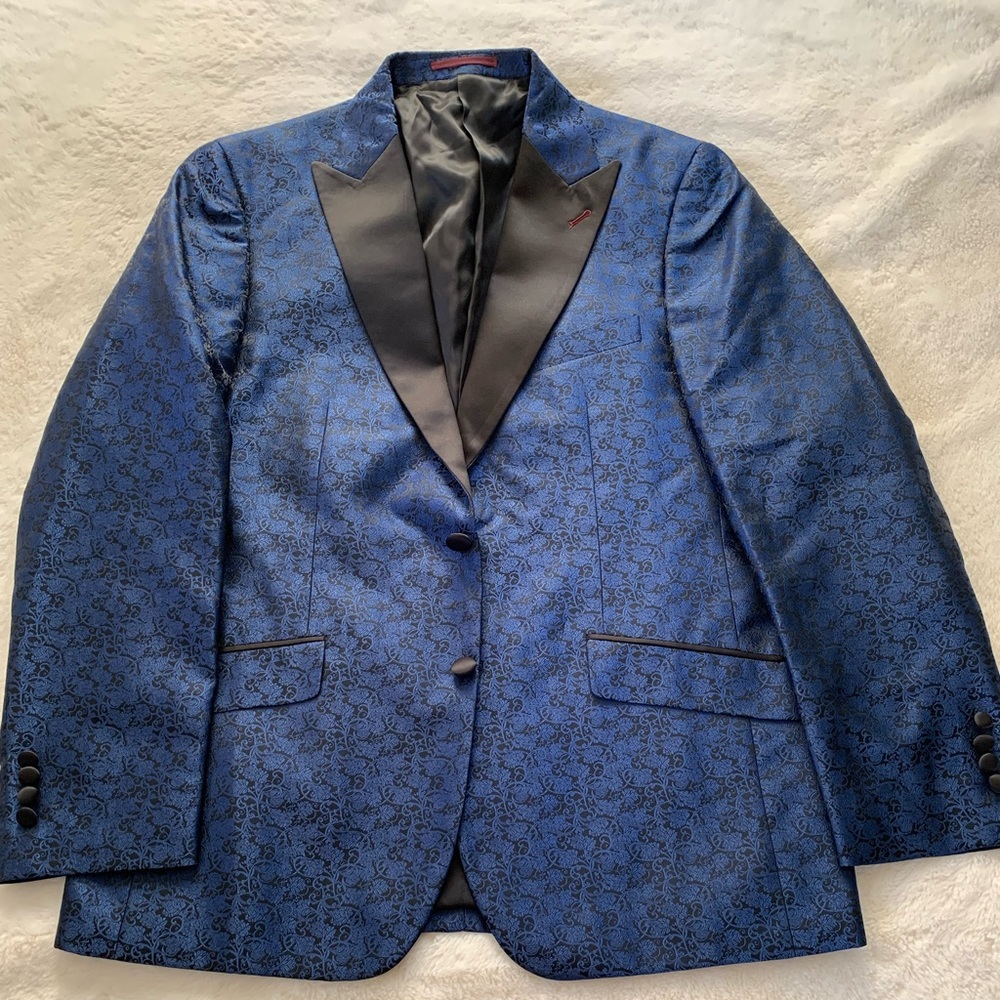 Jared Lang Blue and Black Patterned Blazer